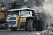 Mining dump truck BELAZ-75600 with payload capacity of 320 tonnes